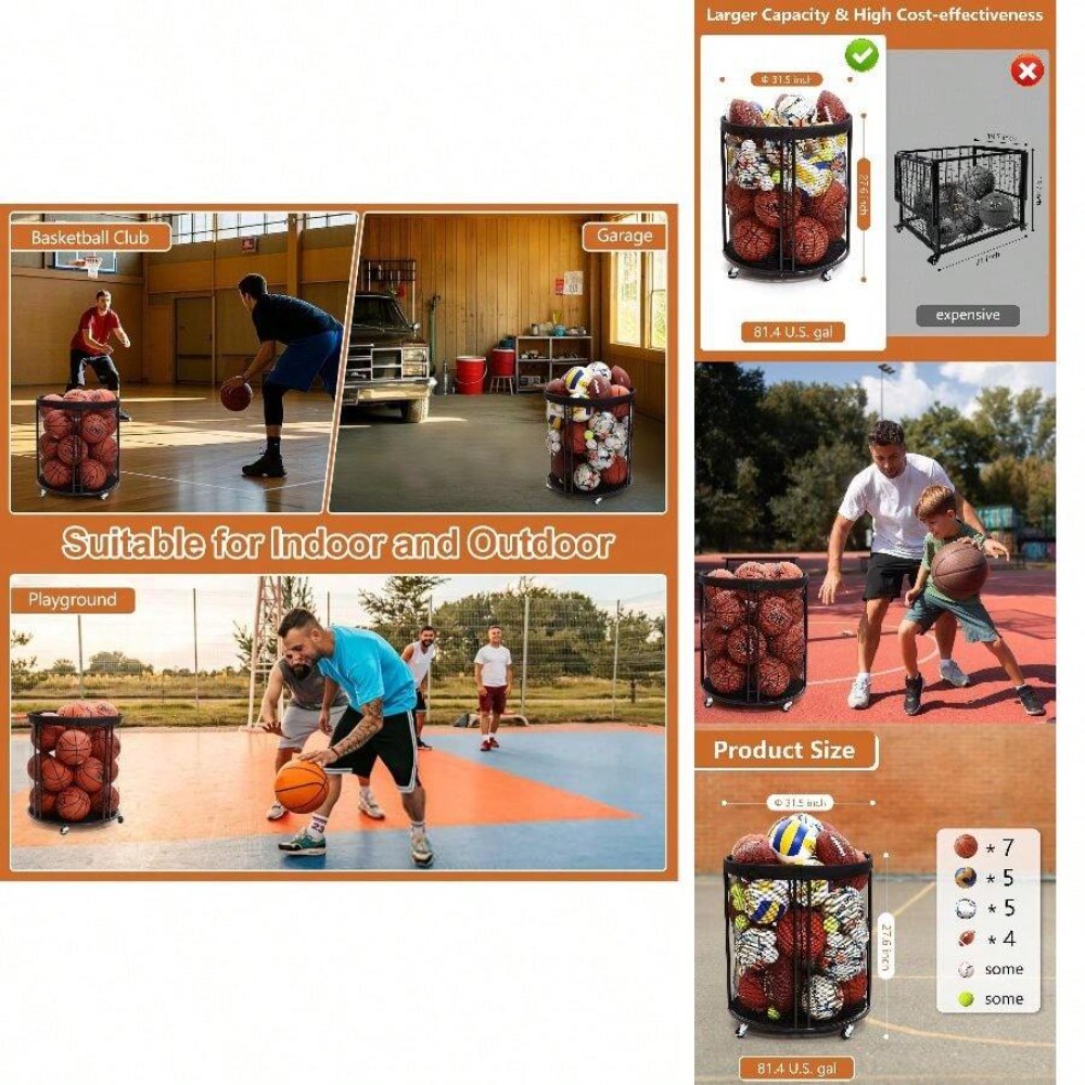 Heavy Duty Ball Storage Bin Ca - Sports Equipment Cart recension och pris