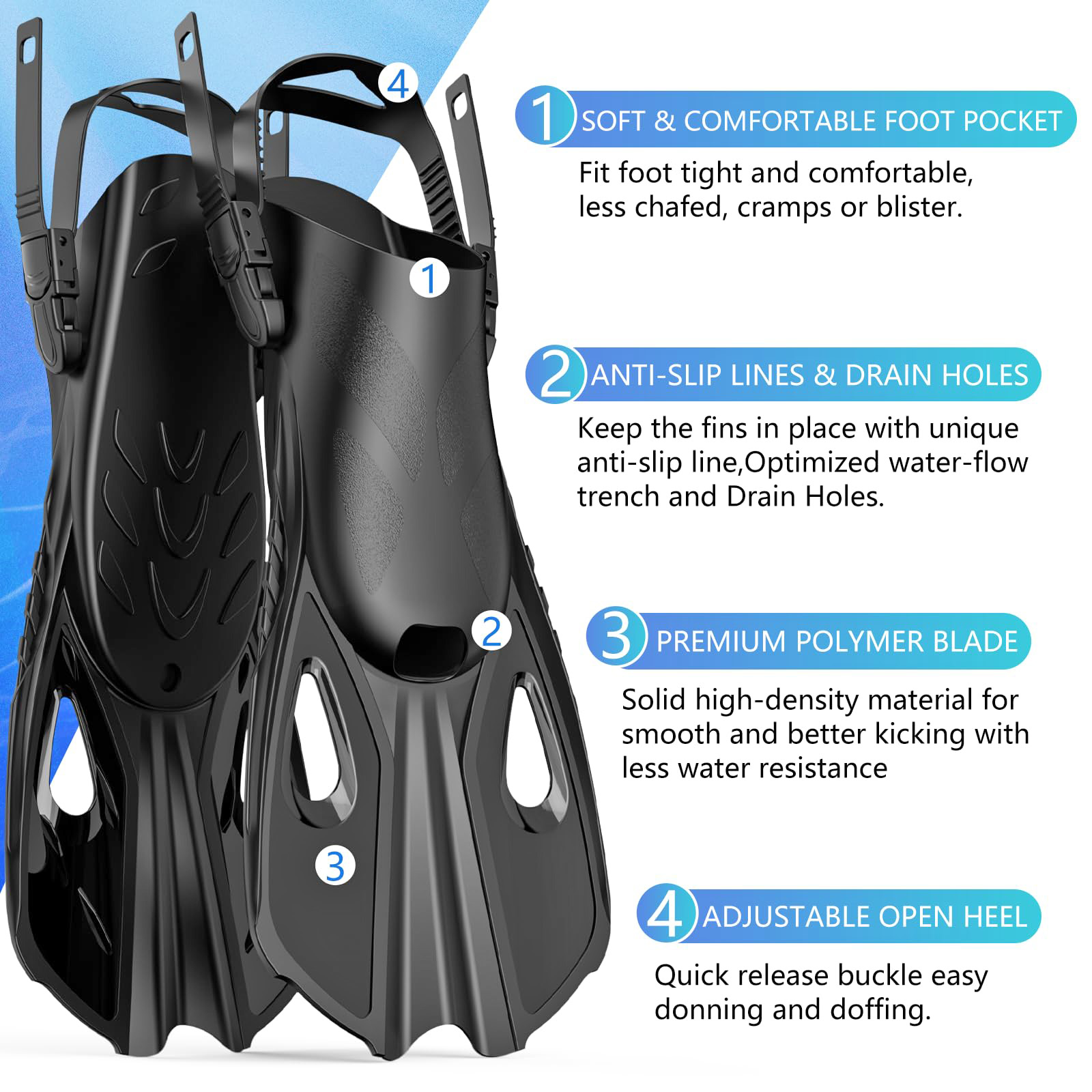 Mask Fins Snorkel Set 4 in 1 P - Swim Fin Short Blade recension och pris