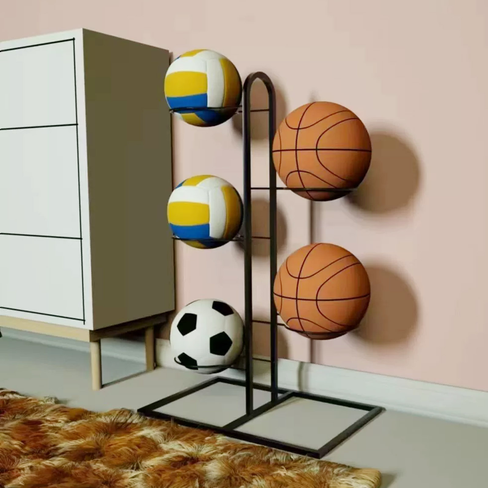 Foldable Basketball Rack Multi - Sports Equipment Organizer recension och pris